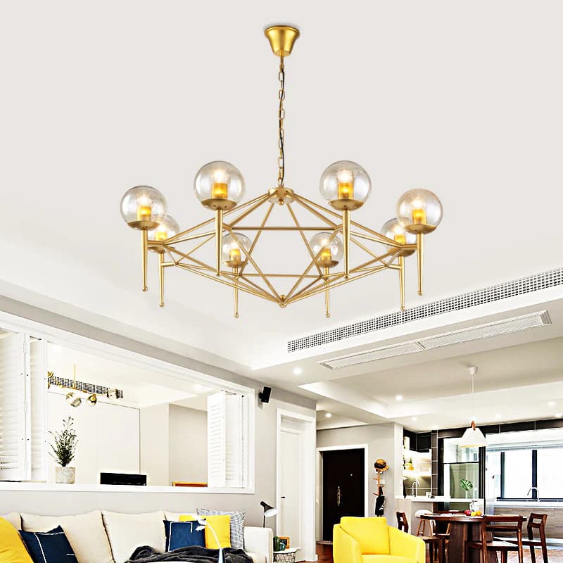 Modern Gold Geometric 8-Light Chandelier - Loft Style WHCL - 34 2