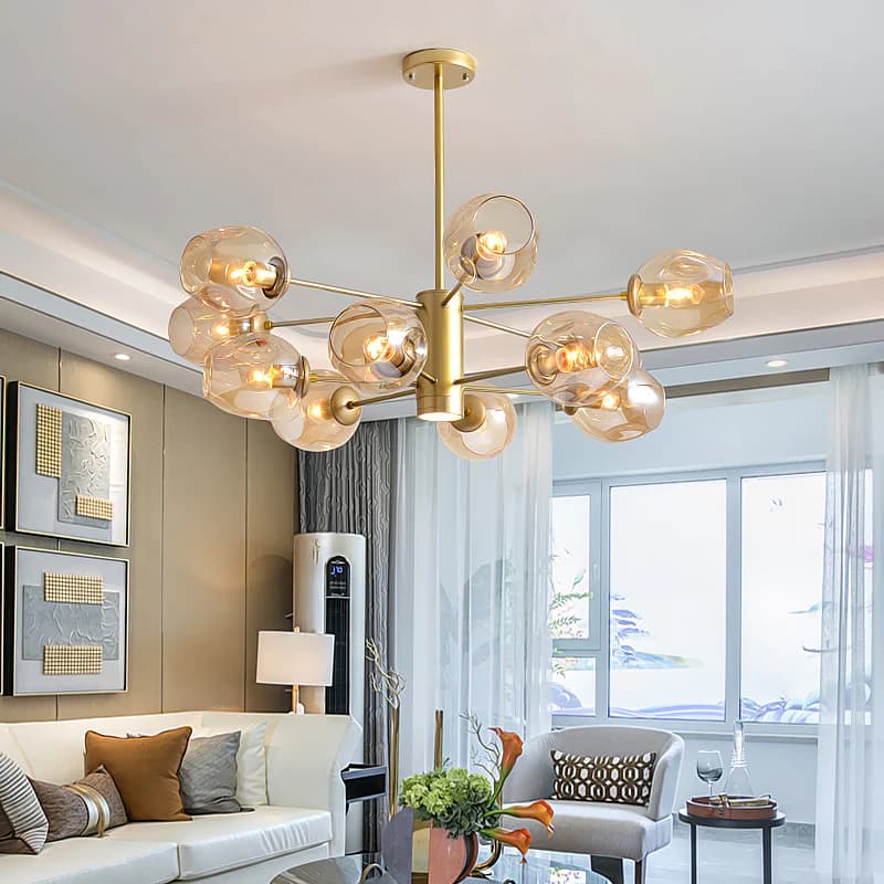 Modern Gold Molecular Chandelier - Colored Glass Globes - E27 Bulb WH-CL-37 chandelier 3