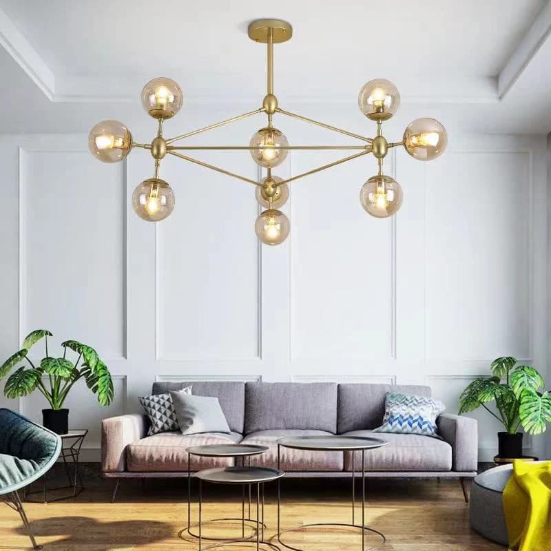 Modern Gold Geometric 12-Light Chandelier - Loft Style WH-CL-33 2
