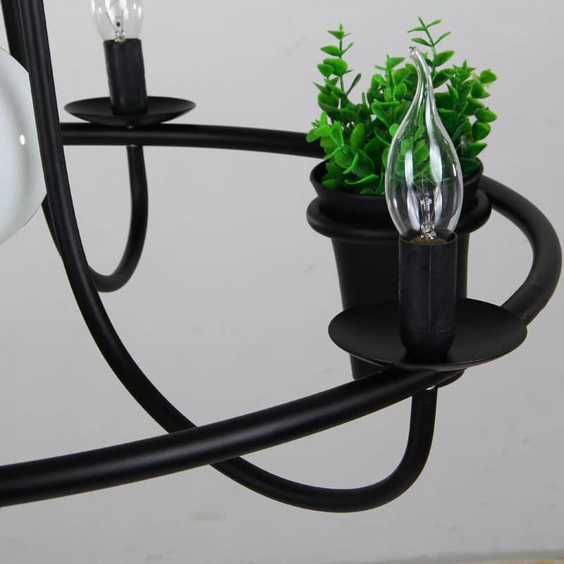 Unique Black Metal Plant Chandelier - 7xE27 Bulbs BK1142-P-7L 3