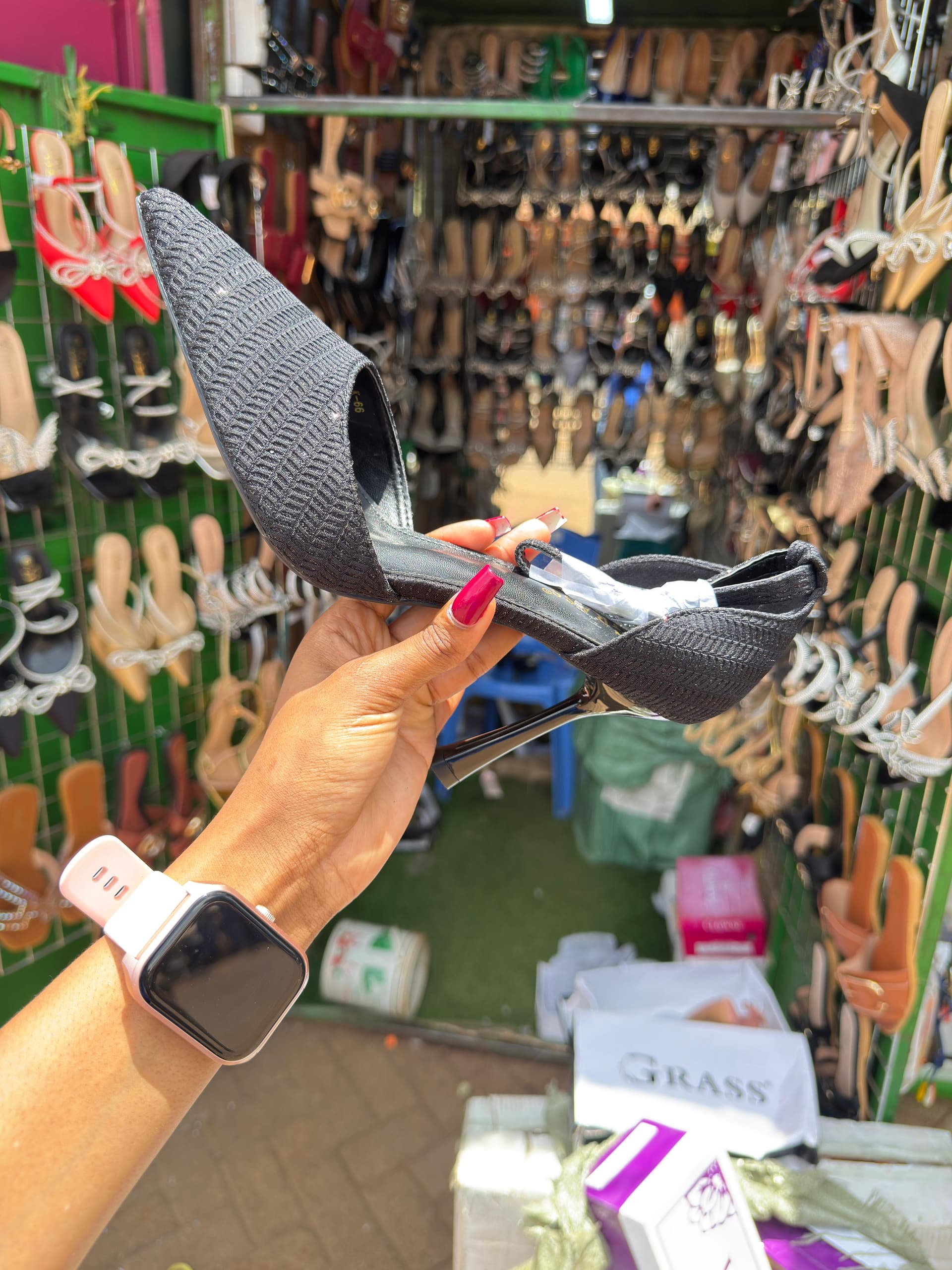 Black Textured Slingbacks 2