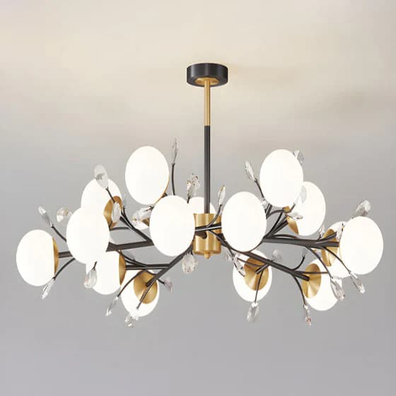 Art Deco Sputnik Chandelier - Black & Gold Multi-Globe Hanging Light 2