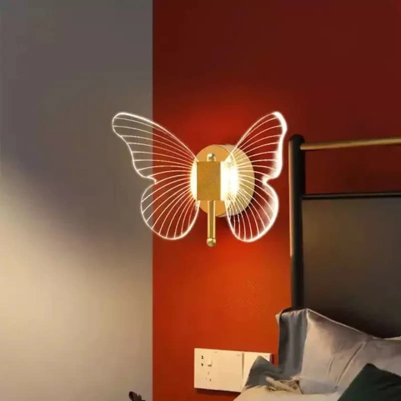 Modern Gold Butterfly LED Wall Sconce - Acrylic & Metal WH-MTB-692 2