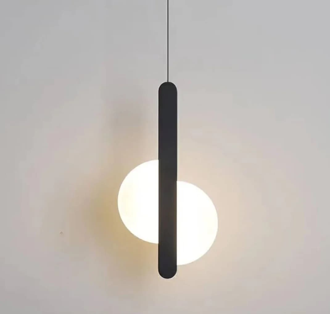 Modern Sleek Black and White LED Single Pendant – Acrylic & Metal, D170*H600mm (Height Adjustable) CY7236 2