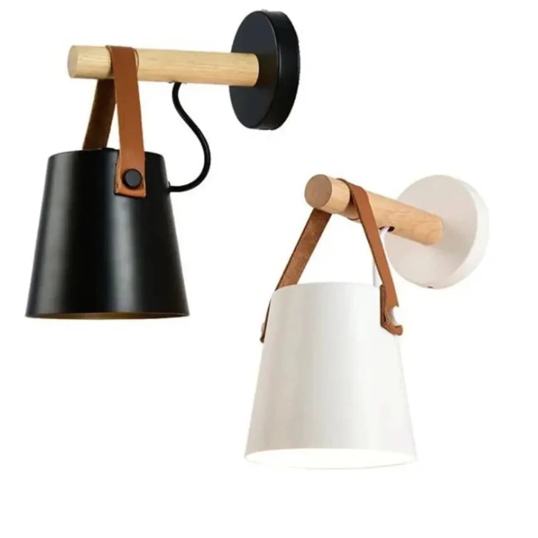 Modern Nordic Black & Wood Wall Lamp - E27 Bulb BK1246-W-1L 3