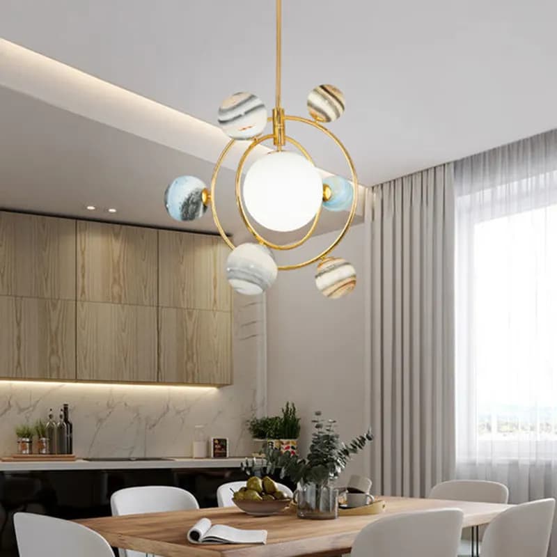 Modern Planet-Inspired Ceiling Light – Iron & Glass, 7 Bulbs for Indoor Lighting WH-AP-659 2