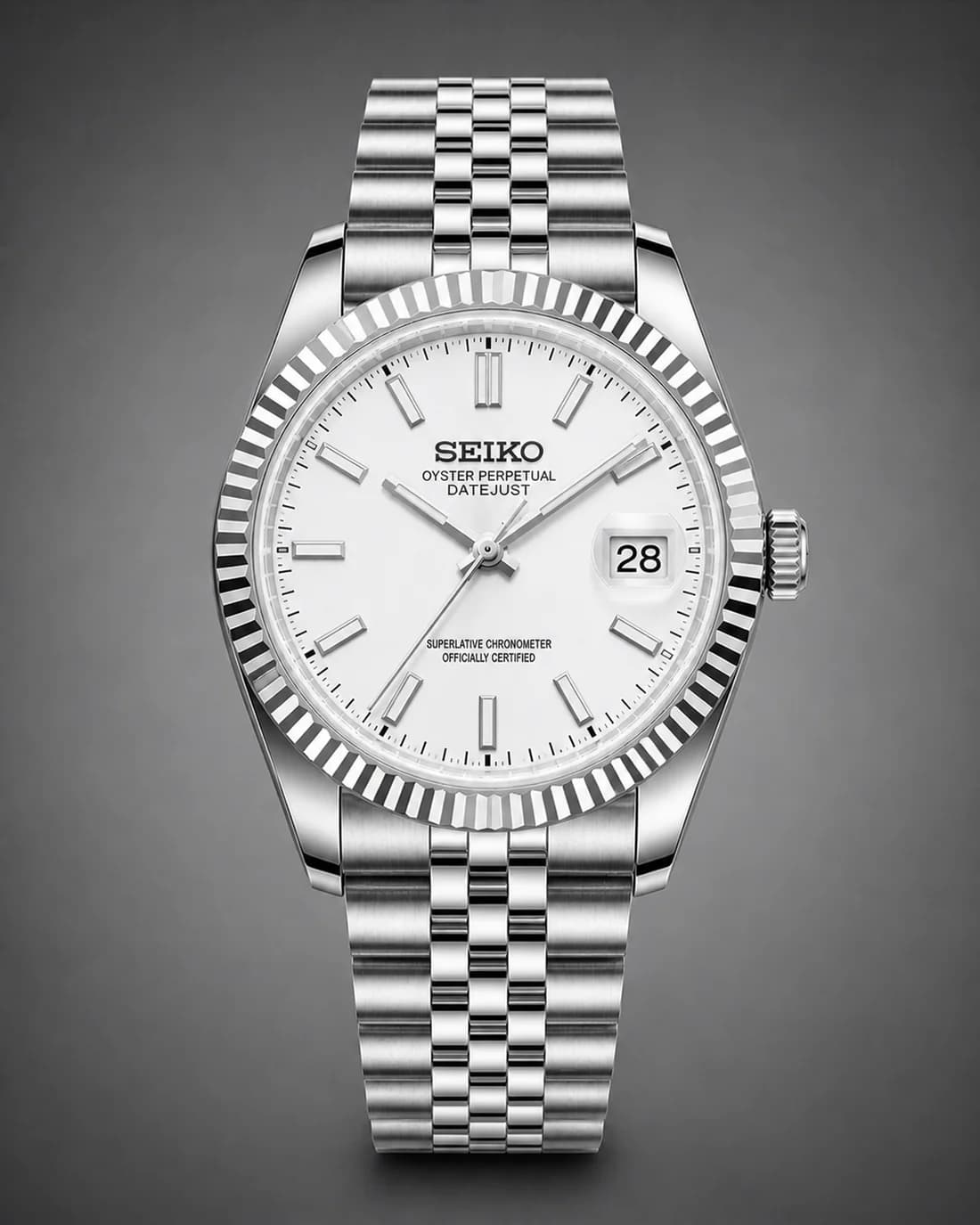 Seiko DateJust Mod Textured White
