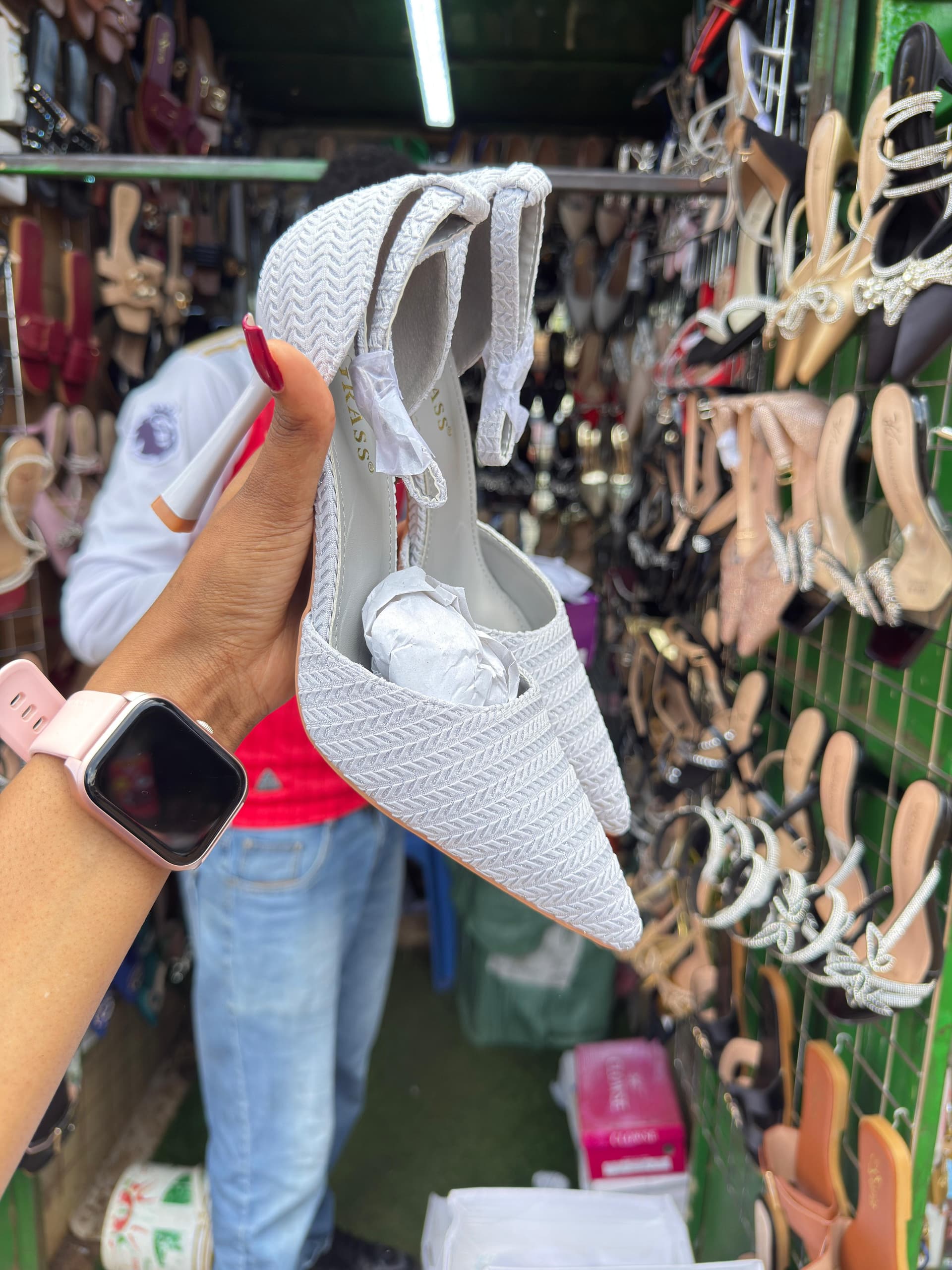 Grey Textured Slingbacks