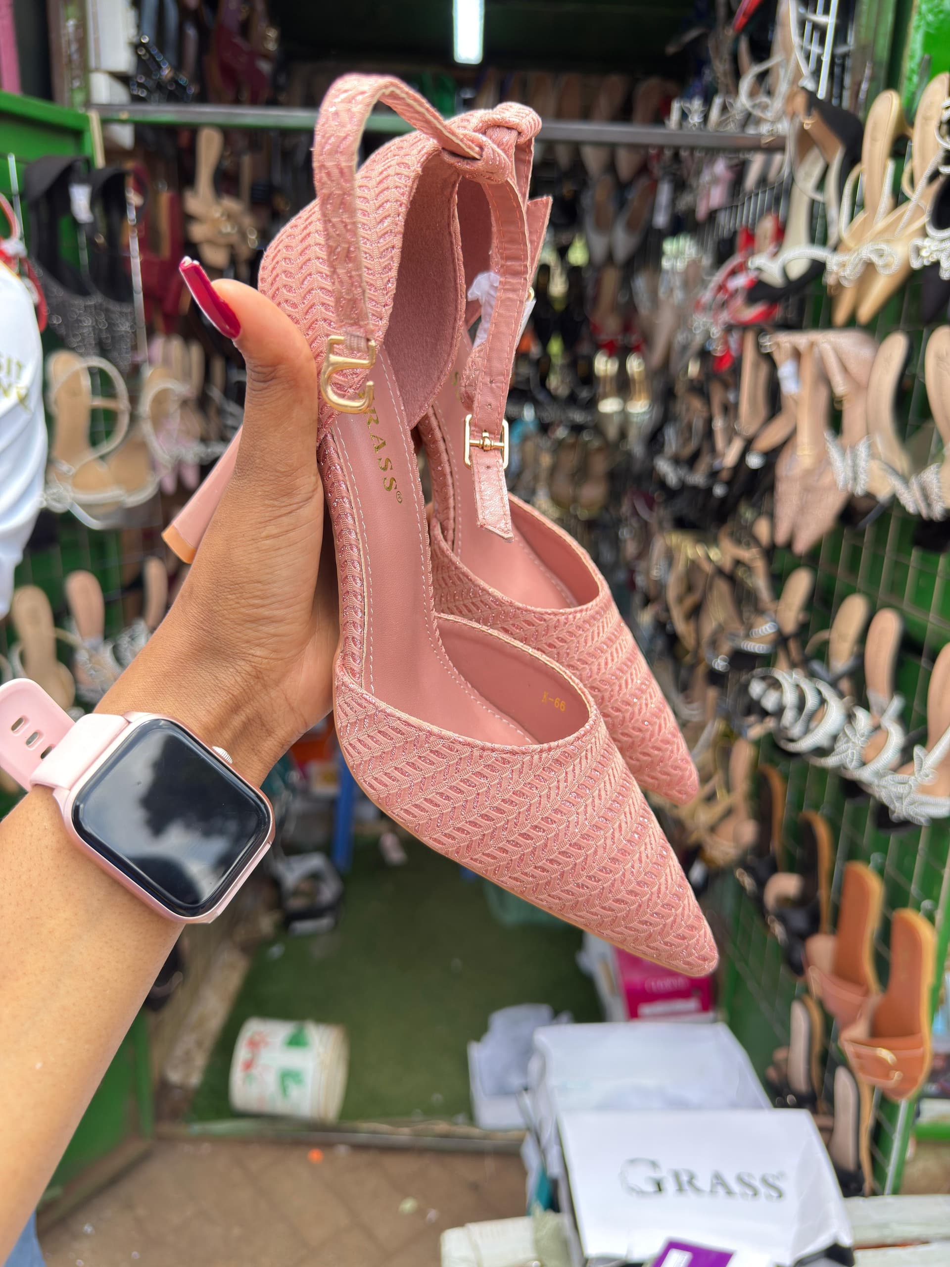 Pink Textured Slingbacks