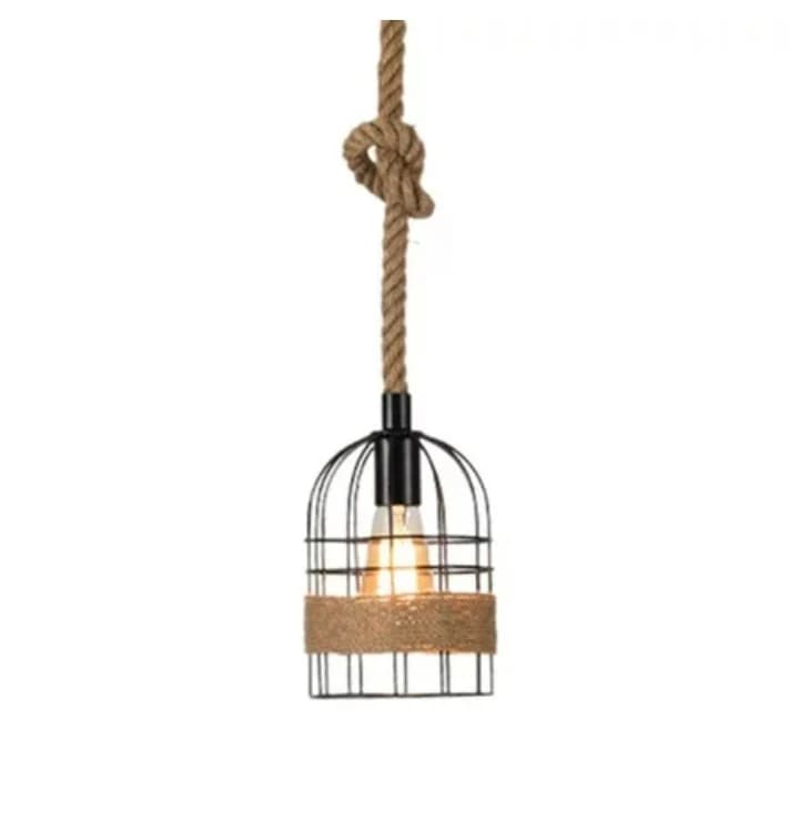 Rustic Hemp Rope Cage Pendant Light LY 3041