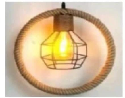 Rustic Rope Circle Wall Sconce with Metal Cage LY 3045