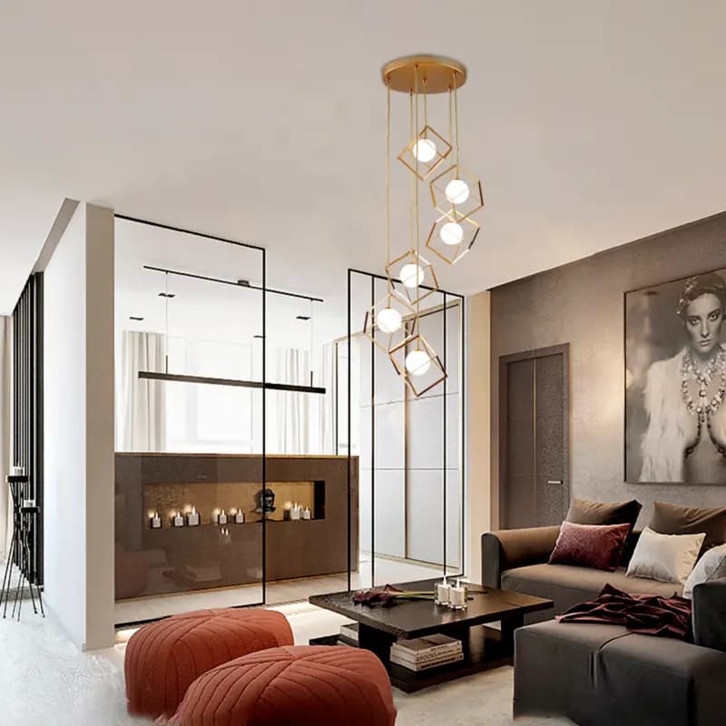 Modern Gold Geometric Hanging Light - G9 Bulbs LD-005-6