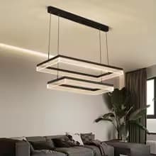 Rectangle LED Pendant Light - Black Multi-Layer Dimming Chandelier