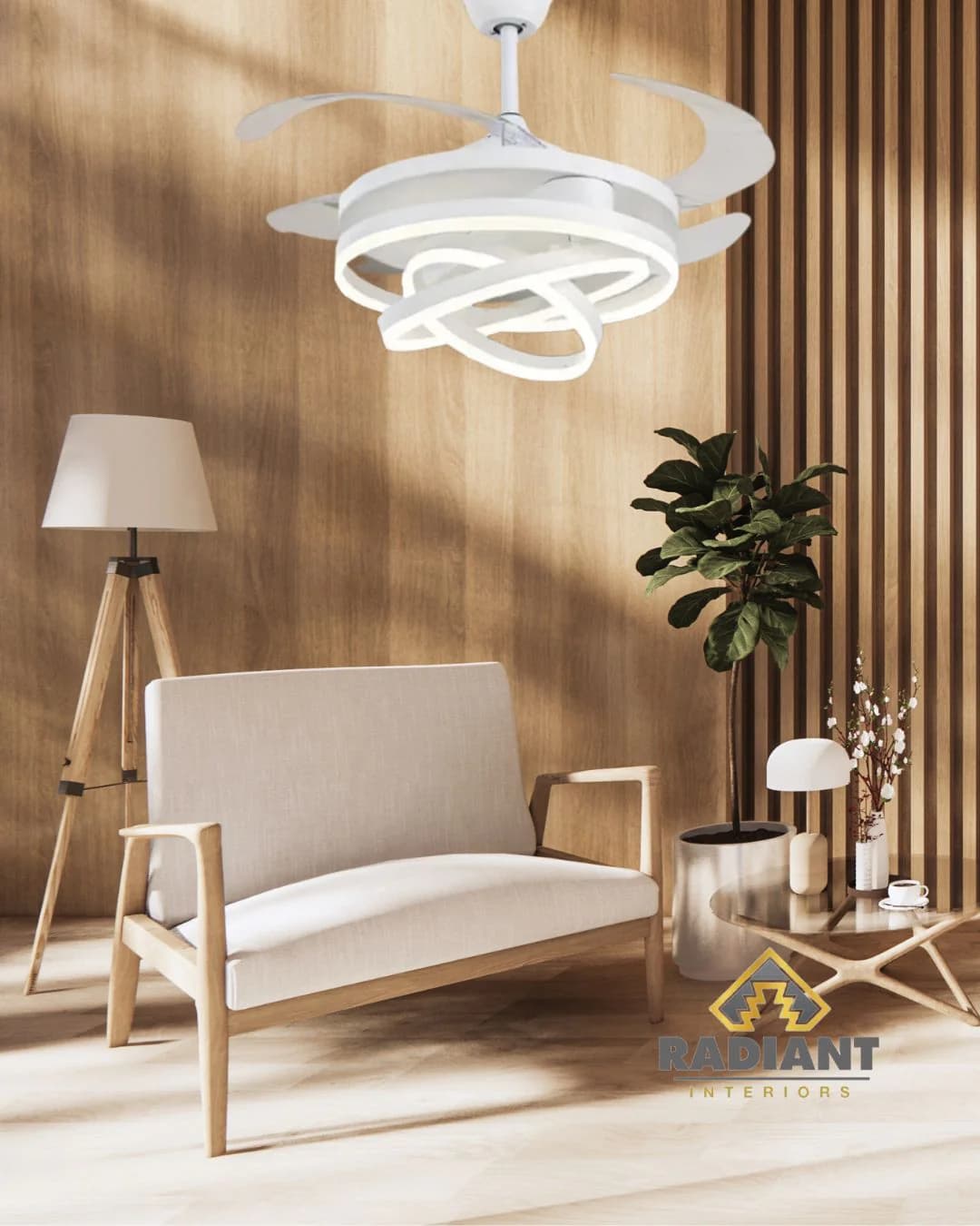 White Acrylic LED Fan Light F2328