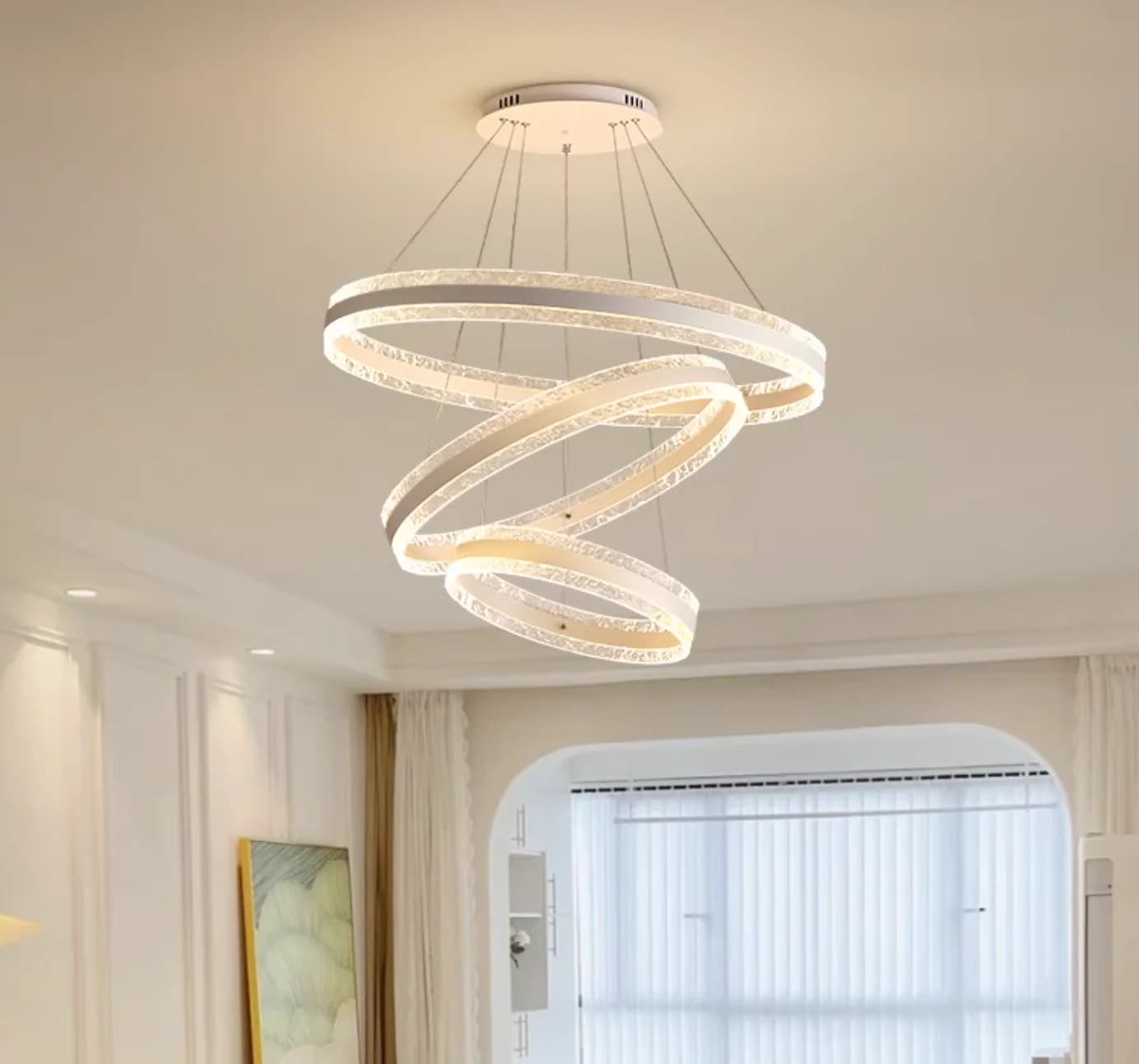 Nordic Modern LED Ring Chandelier - Acrylic Multi-Hoop Pendant Light