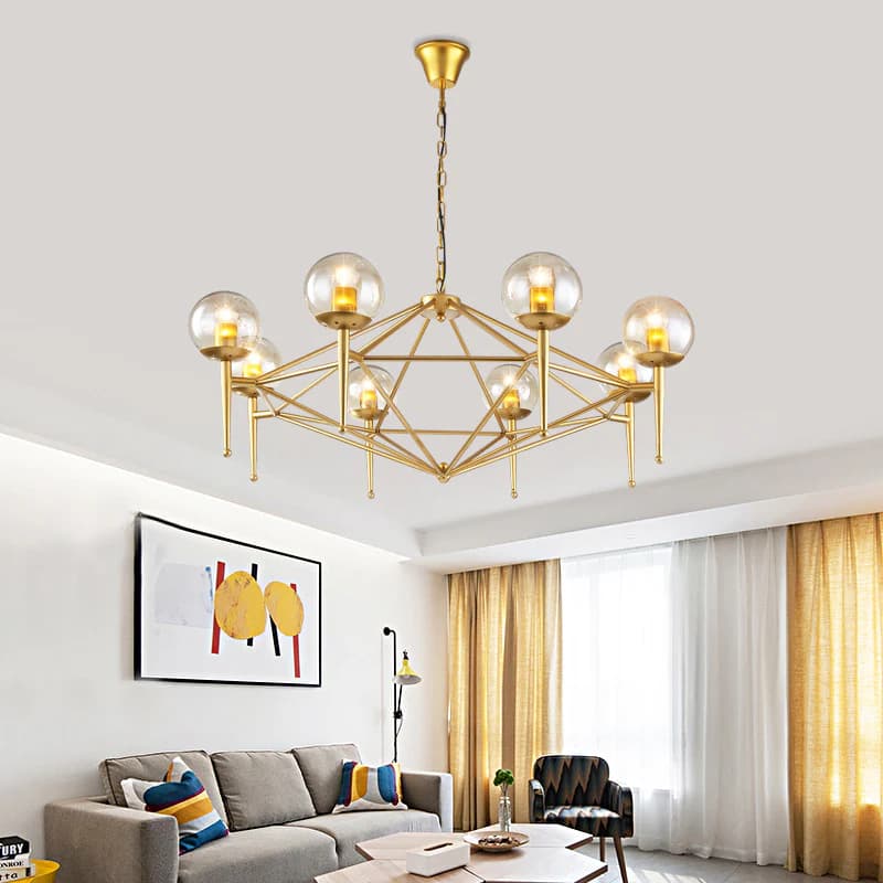 Modern Gold Geometric 8-Light Chandelier - Loft Style WHCL - 34