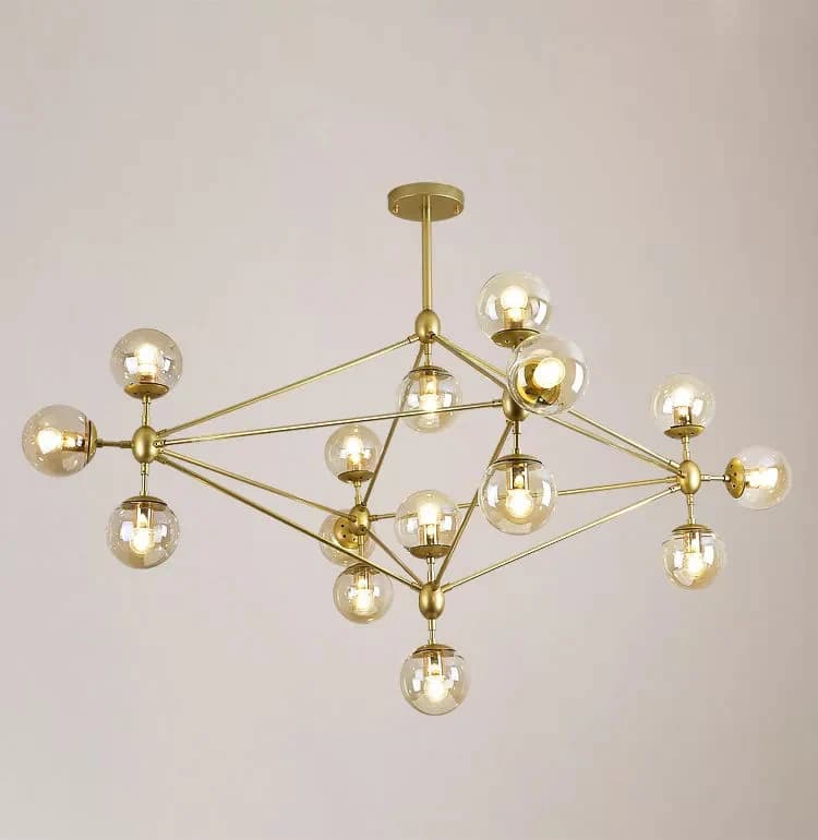 Modern Gold Geometric 12-Light Chandelier - Loft Style WH-CL-33