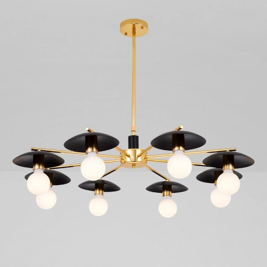 Vintage Black & Gold 8-Light Chandelier - E27 Holders 5061/8