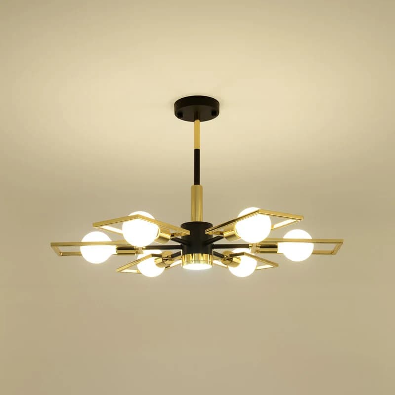 Modern Black & Gold Geometric Chandelier - Statement Lighting 5071/6