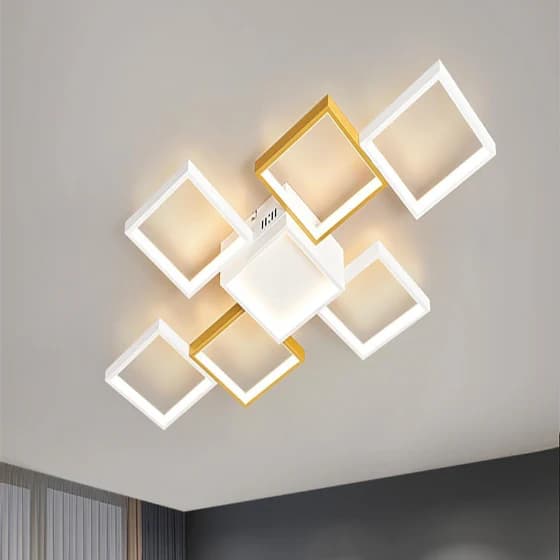 Modern Dimmable LED Square Ceiling Light - Remote Control Acrylic & Gold Fixture