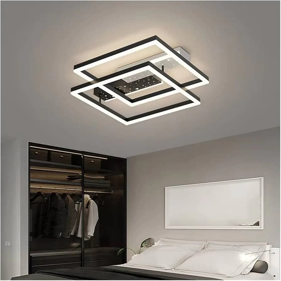 Modern Luxury LED Chandelier - Black Multi-Tier Rectangular Ceiling Light