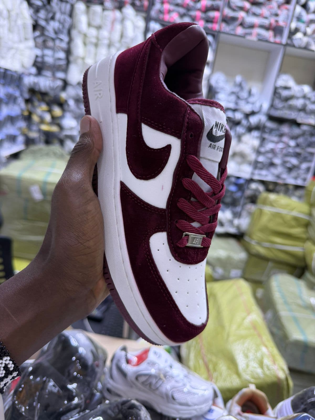 Maroon Nike Air force 1s
