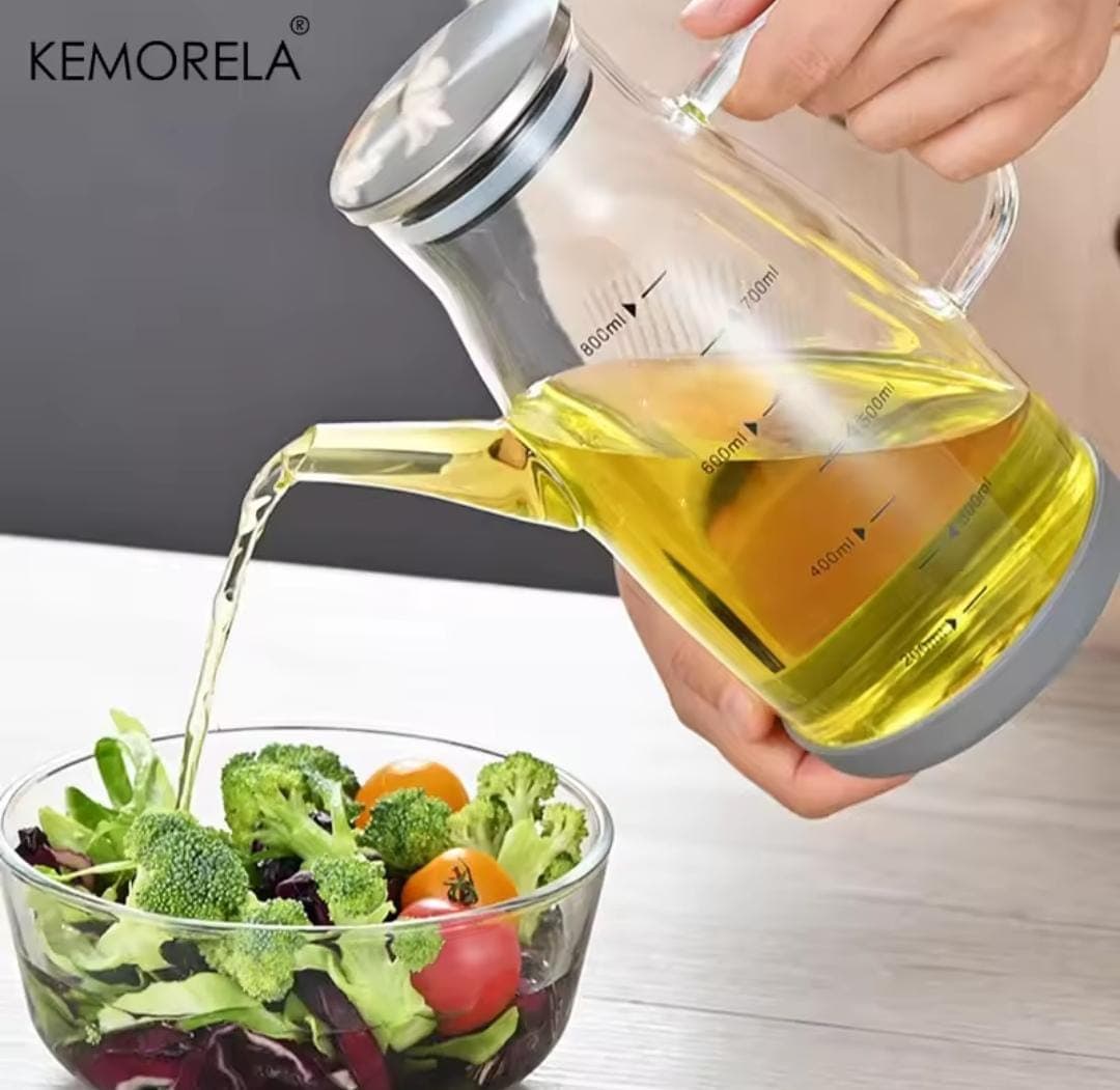 Kemorela Borosilicate Glass Oil Dispenser Bottle with Measurement Scale