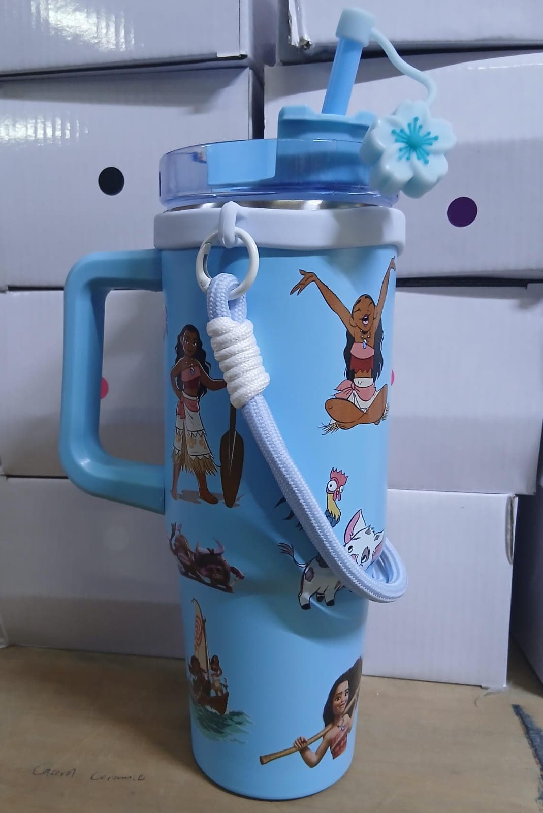 Moana-Themed Insulated Stanley Cup with Handle and Straw