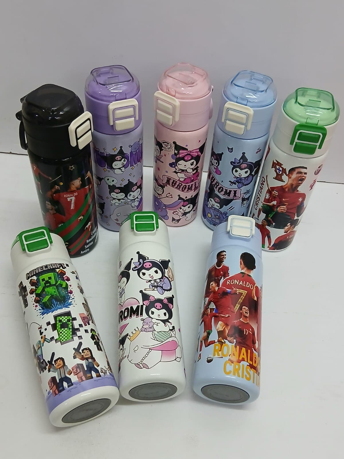 Kids' Character-Themed Vacuum Insulated Water Bottles with Flip-Top Lids
