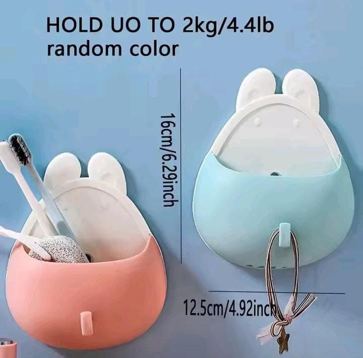 Wall-Mounted Rabbit-Shaped Bathroom Storage Organizer.