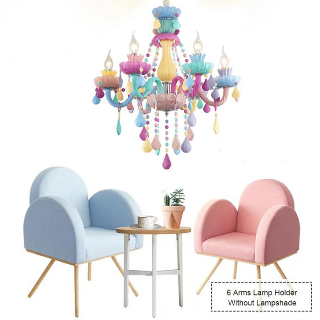 Multi-Color Macaron Chandelier - 6 Lights - Kids Room Lighting WH-CY-28