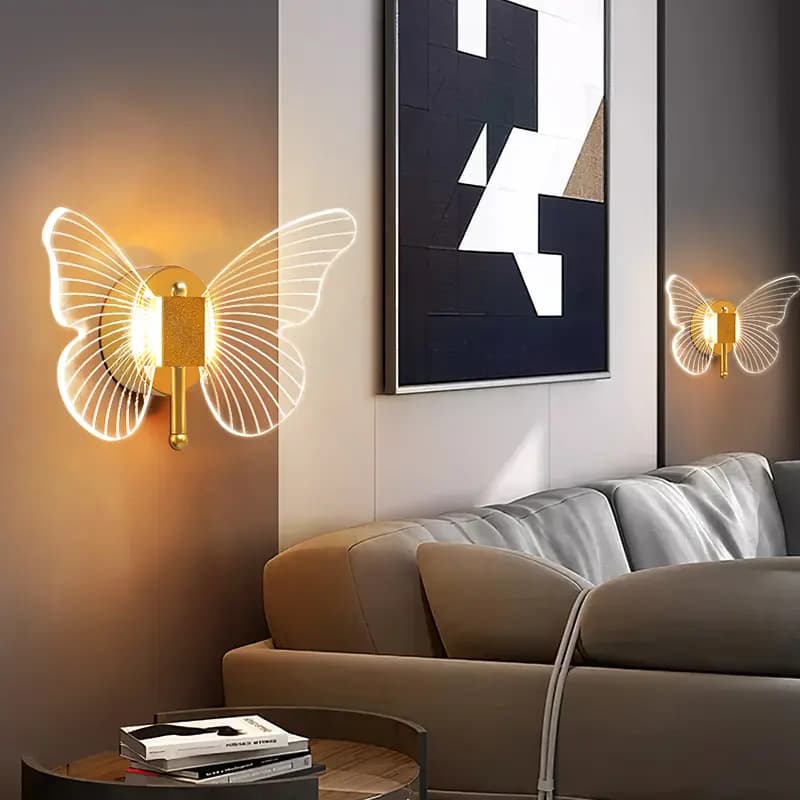 Modern Gold Butterfly LED Wall Sconce - Acrylic & Metal WH-MTB-692