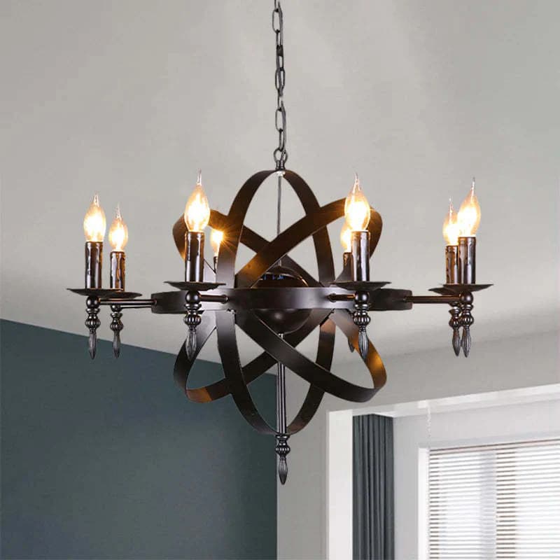 Nordic Industrial Wrought Iron Chandelier: Retro Hanging Pendant Light