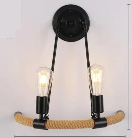 Industrial Double Wall Sconce with Hemp Rope and Metal WH-OR-78/2W