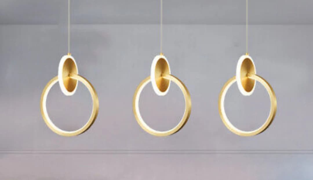 Gold LED Pendant Lights – Acrylic & Metal, D180*H250mm (Height Adjustable - 1Mtr) CY7050