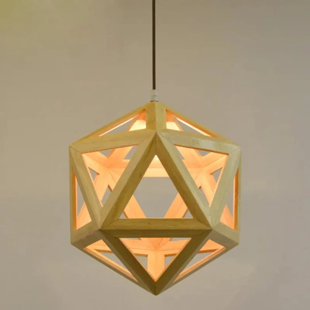 Japanese Wooden Pendant Light - Lantern Frame - E27 Bulb BK3065-P-1L