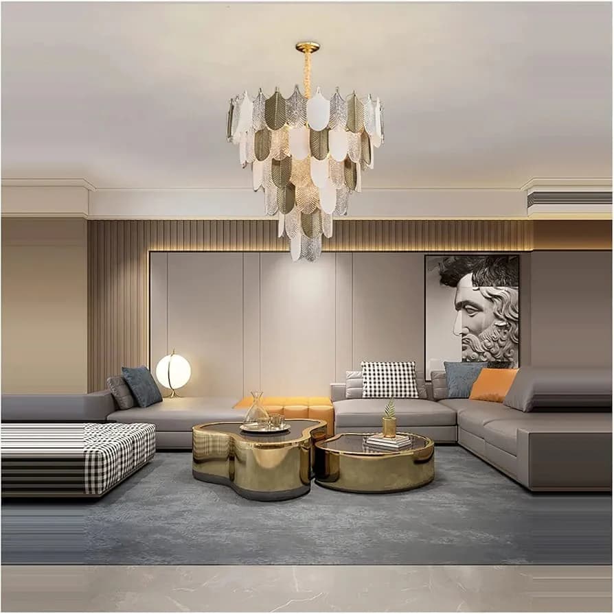 Luxury Leaf Gold Crystal & Glass Chandelier A029
