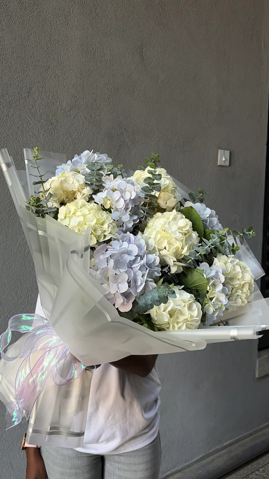 Blue & white hydrangeas