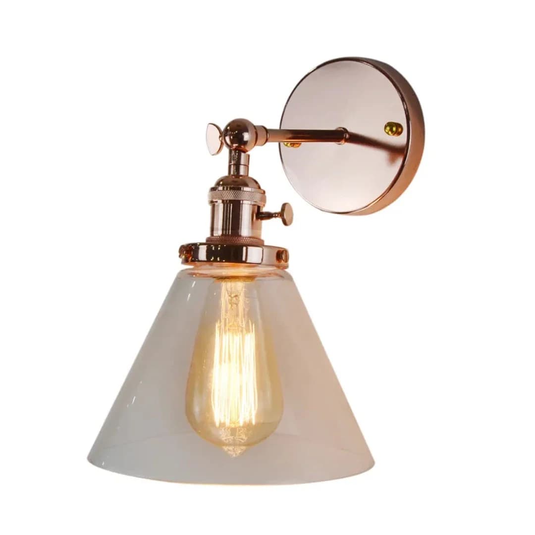 Rose Gold & Clear Glass Wall Sconce - Industrial Lighting BK2003B-W-1L