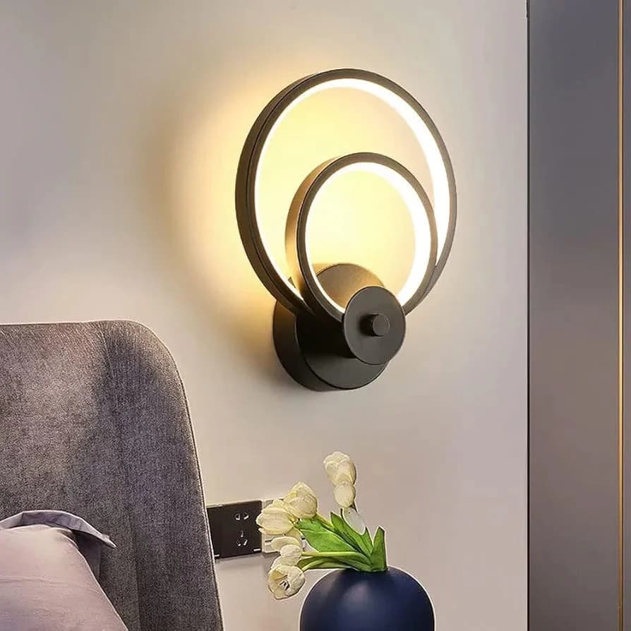 Modern Black LED Wall Light - Diameter 200mm : Height 250mm CY8119