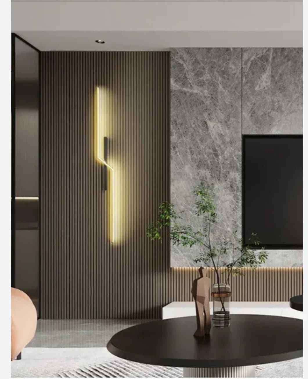 Modern Gold and Black LED Wall Light feat Bold Linier Design – Acrylic & Metal, D150*H600mm CY8198